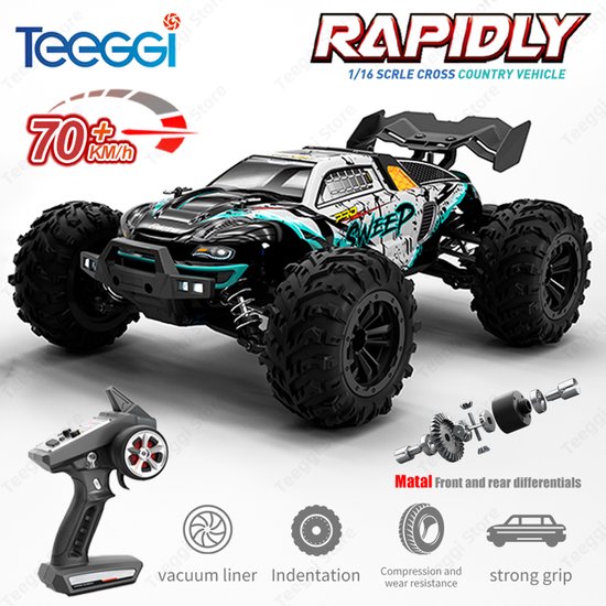RC Auto - 70 KM/H - 4WD Off-Road - LED Verlichting - 1:16 Schaal - Blauw