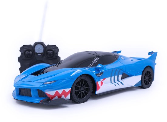 Zoem - RC Race auto 1:16 - Haai print - Blauw - 4 kanaals - Bestuurbaar - Speelgoed