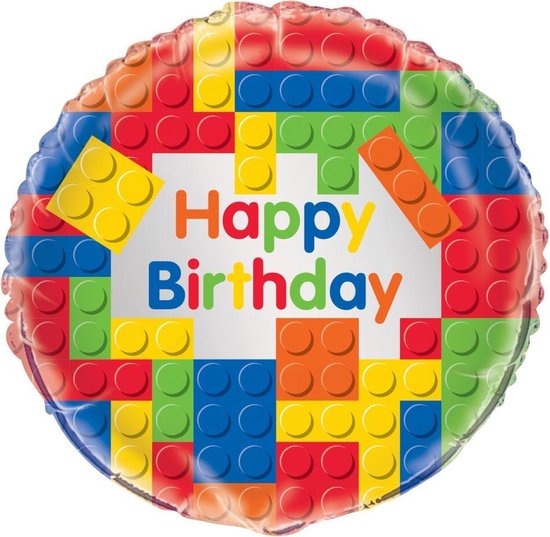 Helium Ballon Lego Happy Birthday 45cm leeg