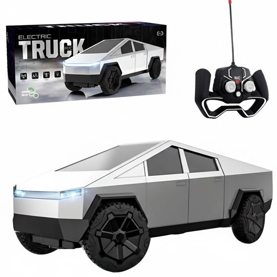 Sogiol® Mini Tesla Bestuurbare Auto 1:24 – Futuristische RC Pick-up Truck – 20 km/u – 50+ Minuten – 2.4GHz – Zilver