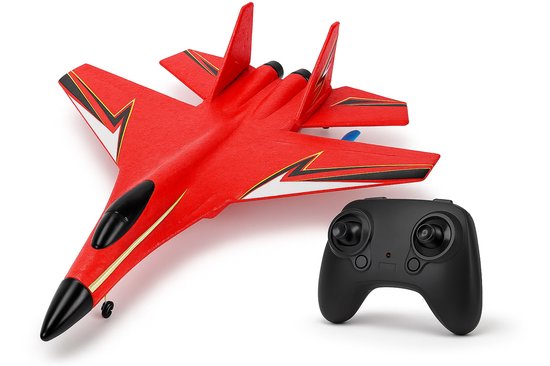 Niba® HW-33 RC vliegtuig Met Afstandsbediening - Niba ® - Straaljager Rood - TIKTOK - Drones - 2026 Vliegtuigen - Ready To FLY - Op Afstand Bestuurbaar - Speelgoed Volwassenen - Oplaadbaar - MAX 50 KM/U !!
