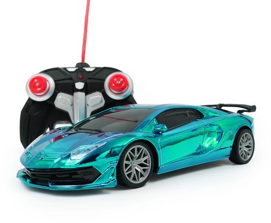 Zoem - Bestuurbare RC GT3 Sportauto 1:16 Licht Blauw - 4 kanaals - Race Auto - Speelgoed