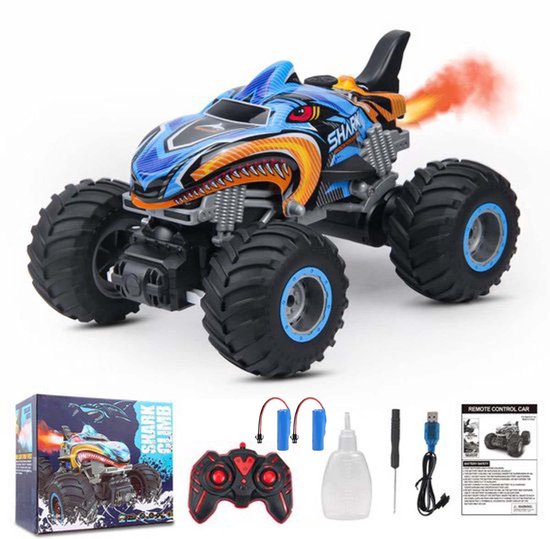 Sogiol® Bestuurbare Auto - RC stunt met 2 Accu's auto 1:16 (4WD) - Rook, licht & geluid, 360° drift, gebarenbesturing, - vanaf 8 jaar
