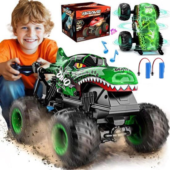 Sogiol® Bestuurbare Auto Kind - RC Stunt Auto 360° Draaibaar met 2 Accu's - 20 km/u - Met Licht en Geluid - 2.4GHz - 1:20 - Groente