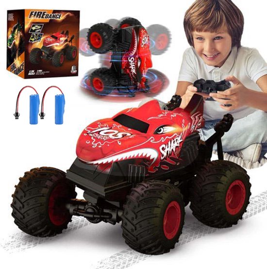 Sogiol® Bestuurbare Auto Kind - RC Stunt Auto 360° Draaibaar - met 2 Accu's - 20 km/u - Met Licht en Geluid - 2.4GHz - 1:20 -rood