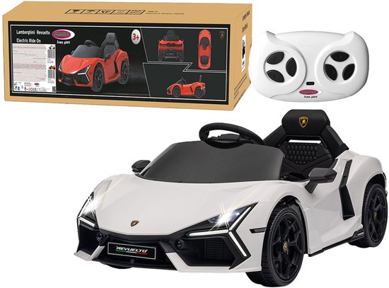 Jamara Elektrische Kinderauto - Auto - 461881 Elektrische Kinderauto Ride-on - Lamborghini Revuelto - Wit - Ouderbediening - 12,6 V Lithium Accu Accu voertuig - Wit - Kinder Speelgoed
