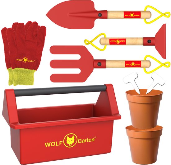 Red Toolbox Speelgoedgereedschapskoffer - Wolf Garten Kinder Speelgoed – 9-delige tuingereedschapset met toolbox en accessoires RC Model Kant en Klaar