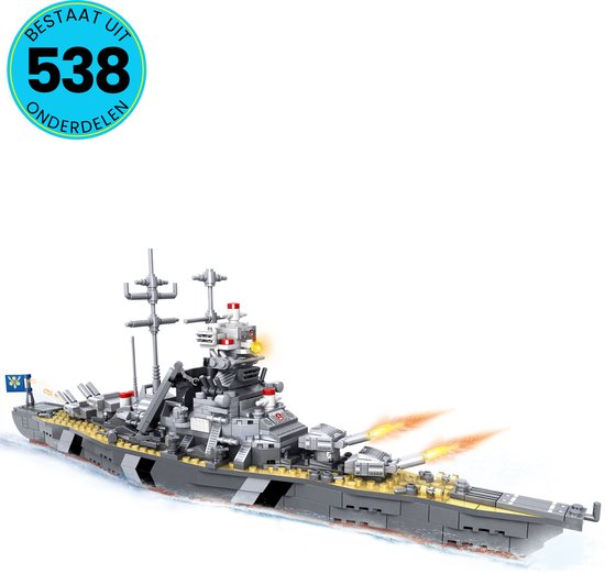 Leger Speelgoed Set Geschikt Voor LEGO - Battleship Speelgoed - Vanaf 6 Jaar - 538 Bouwstenen - Bouwset - STEM Speelgoed - Bouwsets - Bouwspeelgoed - Inclusief Handleiding