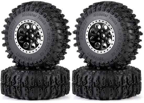 Beadlock Velgen en Banden Set voor RC Auto's - 1.3 inch - Zwart