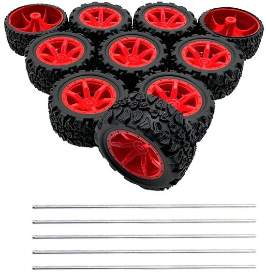 Rubber Wielen voor RC Voertuigen - 10 stuks met 5 Assen - 39mm