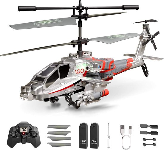 Kavo RC Helicopter – Bestuurbare Afstandsbediening Helikopter – Modelhelikopter voor Binnen en Buiten - Zilver - 28cm x 10cm x 12cm