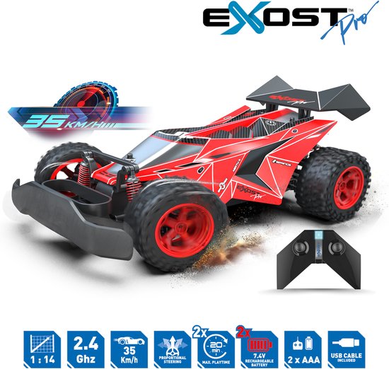 Exost Pro - RC Rocket One Max 1:14 High Speed Auto - Bestuurbare auto incl. 2 oplaadbare batterijen - Snelheid: 35 km/u