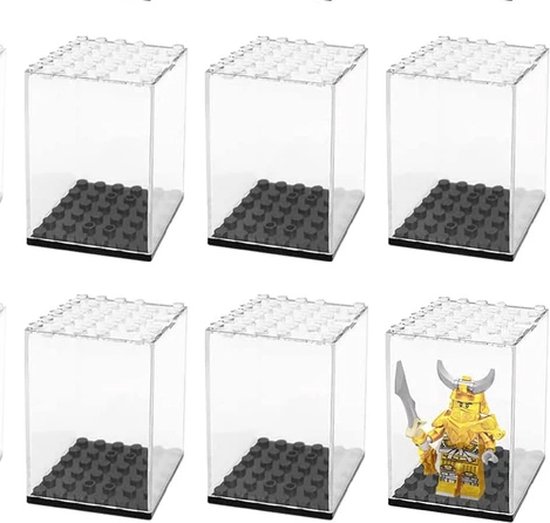 VAEM-Display Vitrine Box geschikt voor Lego Minifigs- 4,8cmx4,8cmx6,9cm kleur Zwart 6-stuks