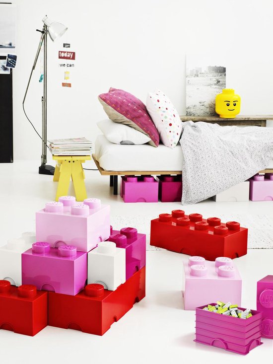 Lego Storage Brick - Rond - 12,5 cm x 12,5 cm x 18 cm - Roze