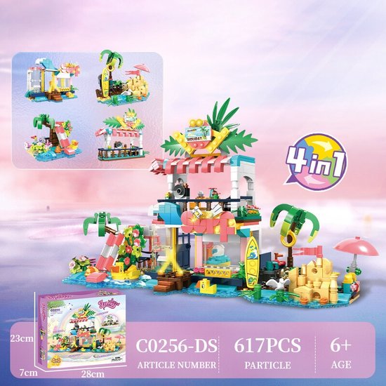 Fairy Land Beach Holiday - Prinses speelgoed - Meisjes Bouwpakket - Bouwblokken - Bouwsetenen - Compatibel met Lego bouwstenen - 617 Stuks