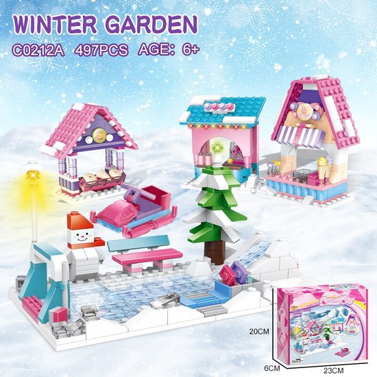 Dream City Winter Haven Bouwset - Winterse Stad Speelgoed - 3D Puzzel Bouwblokken - Educatieve STEM Set - Compatibel met LEGO - 497 Stuks