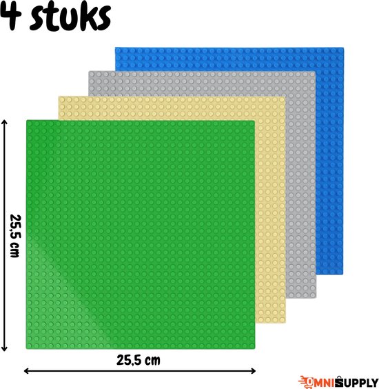 Complete Set Bouwplaten 32x32 noppen - 4 Stuks - geschikt voor LEGO - Classic Voordeelpakket - Bouwplaat/Grondplaat - Groen, Blauw, Grijs, Licht bruin