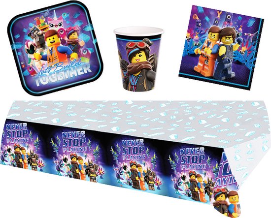 Amscan – Lego Movie – Feestpakket – Tafelkleed – Bordjes – Bekers – Servetten – Versiering - Kinderfeest.