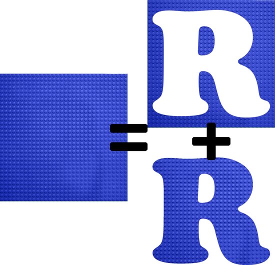 Bouwplaat / Grondplaat - Uitgesneden letters & cijfers: R - Kleur: BLAUW - Geschikt voor LEGO - city stenen 32 x 32 noppen - bouwplaat groot city classic technic - cadeau - speelgoed