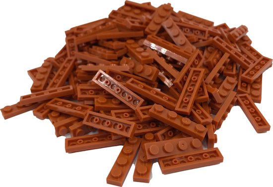 200 Bouwstenen 1x4 plate | Koffie | Compatibel met Lego Classic | Keuze uit vele kleuren | SmallBricks