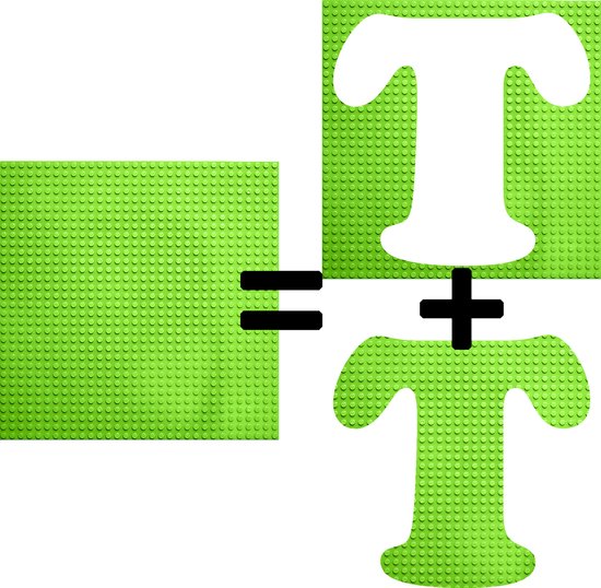 Bouwplaat / Grondplaat - Uitgesneden letters & cijfers: T - Kleur: GROEN - Geschikt voor LEGO - city stenen 32 x 32 noppen - bouwplaat groot city classic technic - cadeau - speelgoed