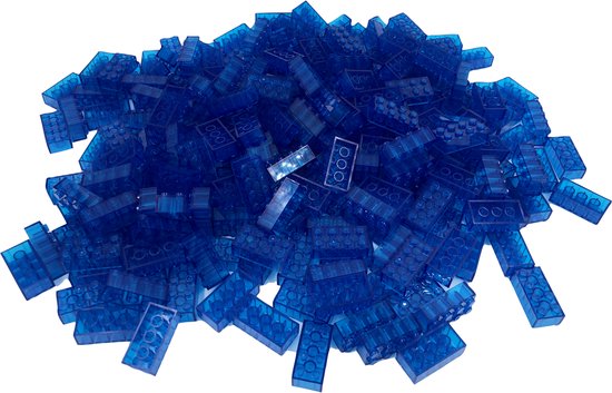 100 Bouwstenen 2x4 | Transparant Blauw | Compatibel met Lego Classic | Keuze uit vele kleuren | SmallBricks