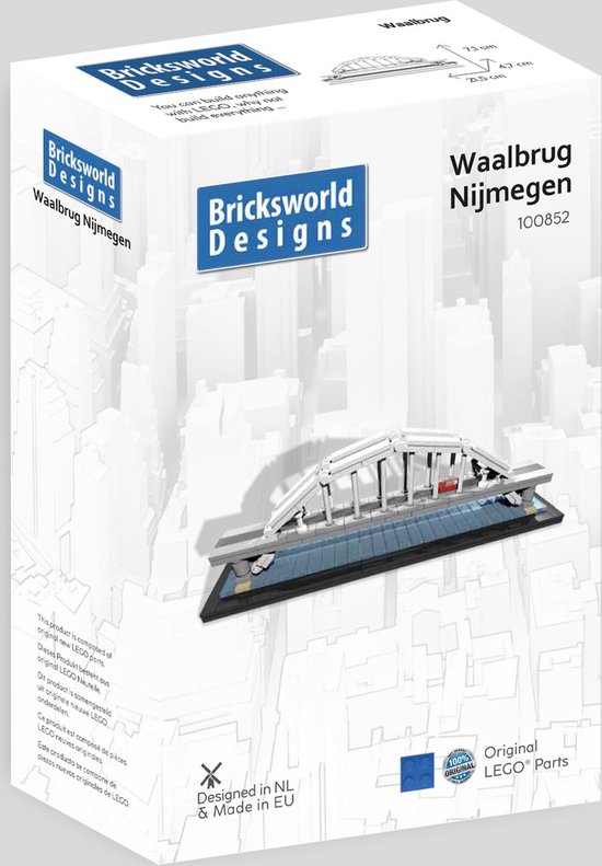 Bricksworld BOC-ARC-WAA BOC Architectuur Landmark Nijmegen Waalbrug. Samengesteld uit originele nieuwe LEGO® onderdelen.