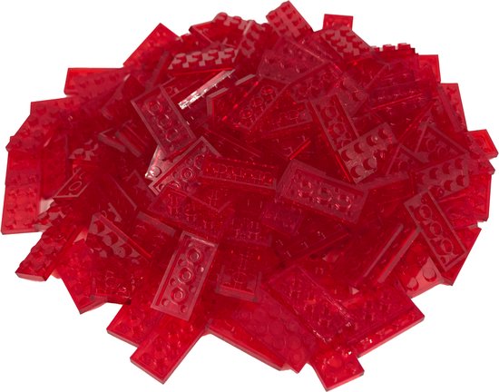 100 Bouwstenen 2x4 plate | Transparant Rood | Compatibel met Lego Classic | Keuze uit vele kleuren | SmallBricks