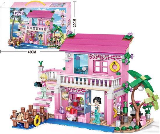 Girls Strandhuis - Speelgoed - Cadeau - Compatibel met Lego - Educatief - Plezier - Vriendjes - Zee - Zon