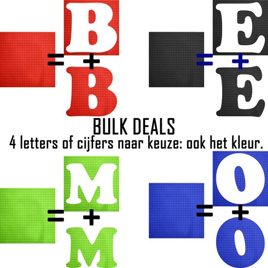 Bouwplaat / Grondplaat - Uitgesneden letters & cijfers: BULK DEAL: 4 letters of cijfers - Geschikt voor LEGO - city stenen 32 x 32 noppen - bouwplaat - groot city classic technic - cadeau - speelgoed