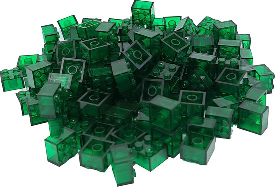 100 Bouwstenen 2x2 | Transparant Groen | Compatibel met Lego Classic | Keuze uit vele kleuren | SmallBricks