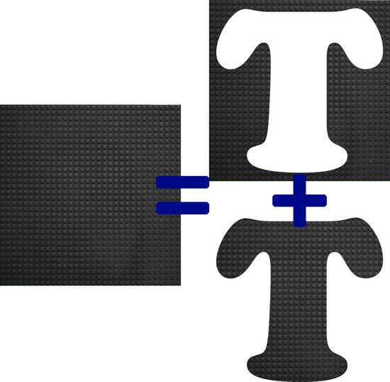 Bouwplaat / Grondplaat - Uitgesneden letters & cijfers: T - Kleur: ZWART - Geschikt voor LEGO - city stenen 32 x 32 noppen - bouwplaat groot city classic technic - cadeau - speelgoed