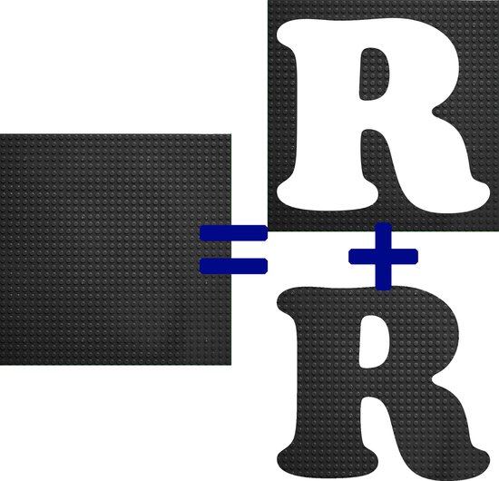 Bouwplaat / Grondplaat - Uitgesneden letters & cijfers: R - Kleur: ZWART - Geschikt voor LEGO - city stenen 32 x 32 noppen - bouwplaat groot city classic technic - cadeau - speelgoed