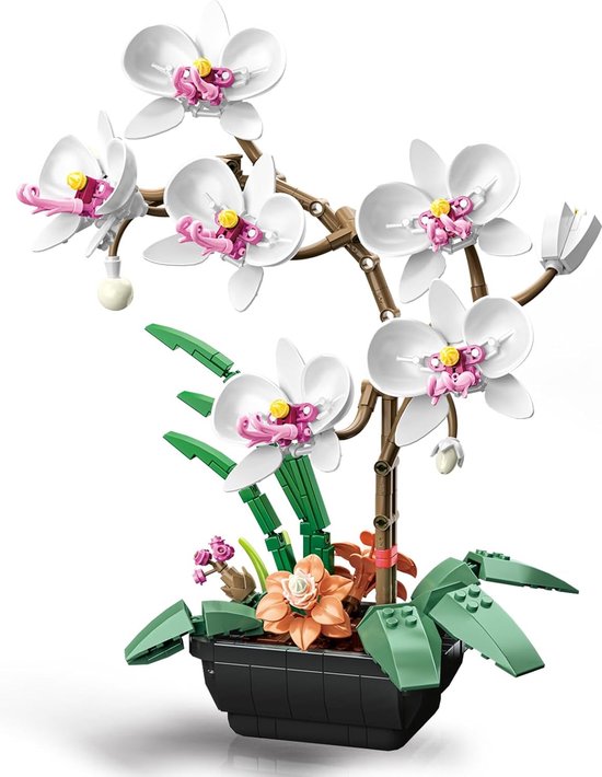 Jaki - Bloemenboeket orchidee wit | Botanical bloemenpracht collection | Classic Creator STEM speelgoed bonsai bloemen bouwpakket | Icons modelbouw voor volwassenen & kinderen | 581 bouwstenen (compatibel met lego , mould king of mega bloks stenen