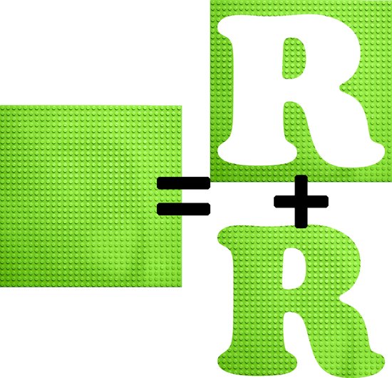 Bouwplaat / Grondplaat - Uitgesneden letters & cijfers: R - Kleur: GROEN - Geschikt voor LEGO - city stenen 32 x 32 noppen - bouwplaat groot city classic technic - cadeau - speelgoed