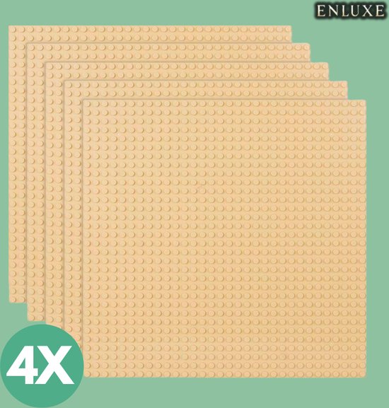 Enluxe Bouwplaten Set Beige - 4 Stuks | 32x32 Noppen (25,5 x 25,5 cm) | Geschikt voor Diverse Bouwstenen zoals LEGO | Stapelbare Grondplaten voor Creatieve Projecten