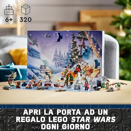 STOREX LEGO 75366 Star Wars adventkalender 2023 met 24 Cadeaus, inclusief 9 Personages, 10 Bouwbare Speelgoed Voertuigen en 5 Iconische Minimodellen, Kerstcadeau voor Kinderen en Fans