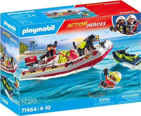 PLAYMOBIL Action Heroes Brandweerboot met waterscooter - 71464