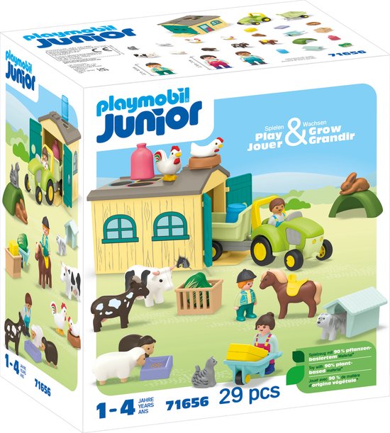 PLAYMOBIL Junior PROMO: Boerderijavontuur met tractor, aanhanger en dieren vrienden - 71656