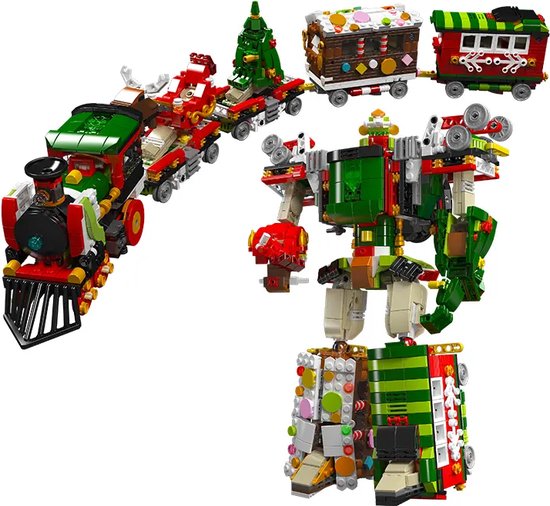 Mould King - Technic Transformers Trein bouwset | Classic speelgoed icons kerst ster robot | Kerstboom creator bouwsets | Christmas kerstballen decoratie geschenkset volwassenen & kinderen (compatibel met lego , mega bloks of sluban stenen)