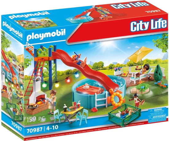 PLAYMOBIL City Life Zwembadfeest met glijbaan - 70987