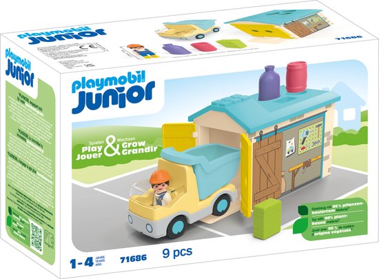 PLAYMOBIL Junior Werkman met sorteer-garage - 71686