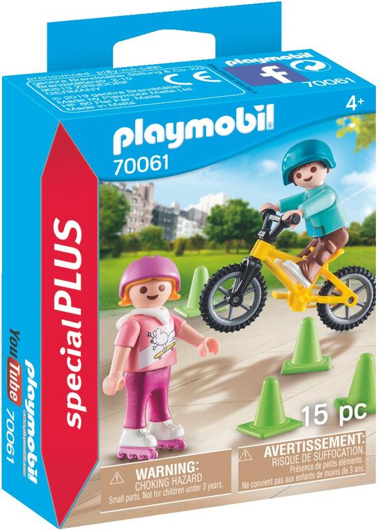 PLAYMOBIL Kinderen met fiets en skates - 70061