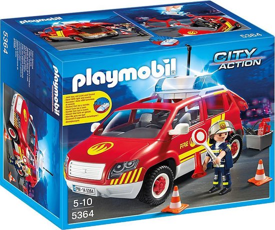 Playmobil Brandweercommandant met dienstwagen met licht en sirene - 5364