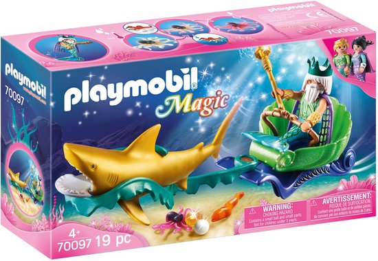 PLAYMOBIL Magic Koning der zeeën met haaienkoets - 70097