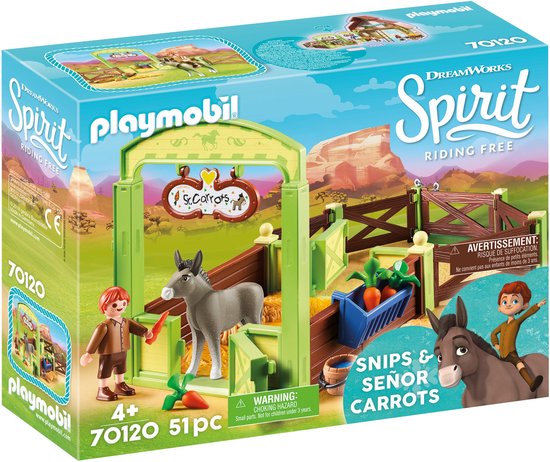 PLAYMOBIL Spirit Knip en Meneer Worteltjes met paardenbox - 70120