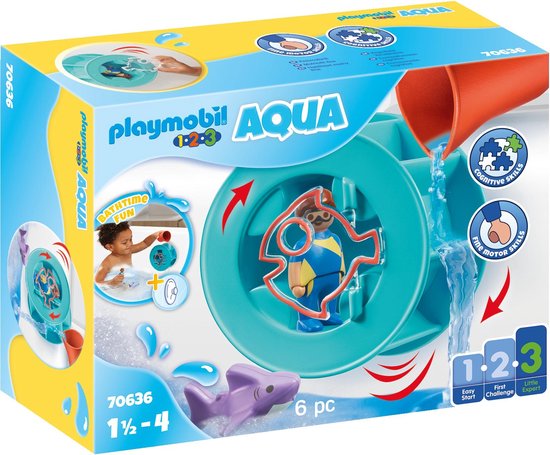 PLAYMOBIL 1.2.3 Aqua Waterwervelrad met babyhaai - 70636