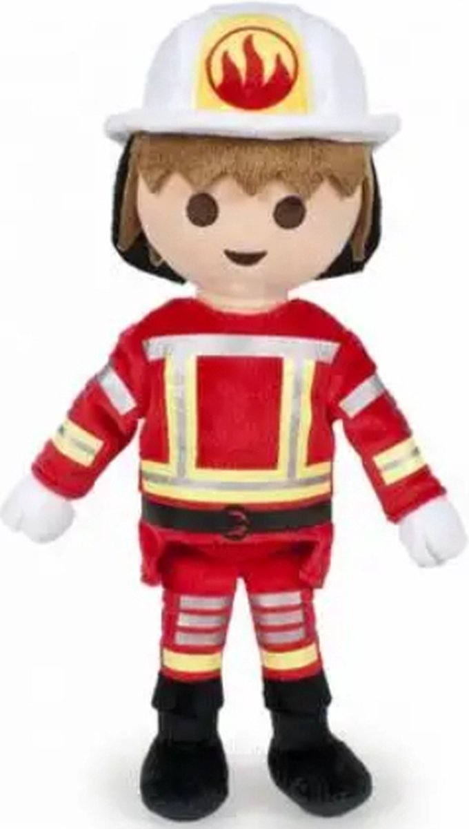 Brandweer Playmobil Pluche Knuffel 32 cm - Speelgoed Knuffels voor kinderen jongens meisjes - Brandweer Politie City Life Action - Playmobil 123 Princess Country Family Fun - Junior Wiltopia Paarden Cadeau