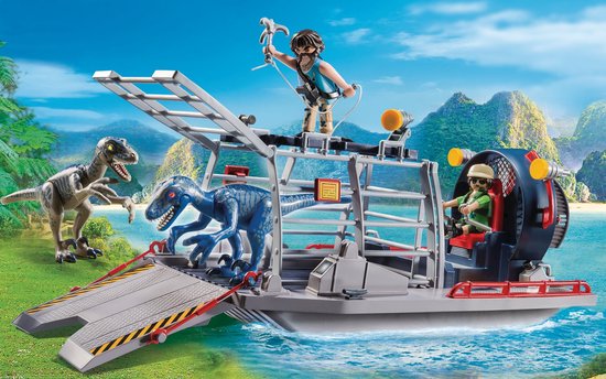 PLAYMOBIL Dinos Luchtkussenboot met dinokooi -9433