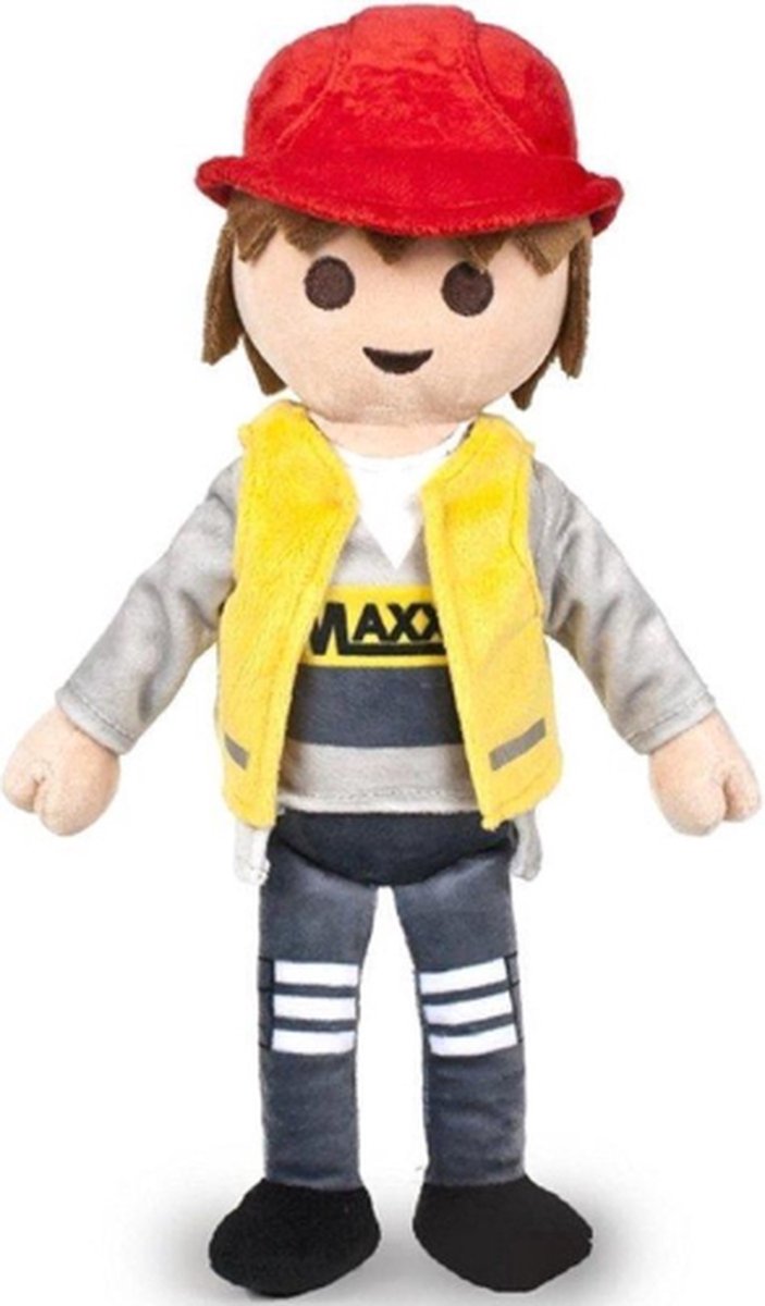 Bouwvakker Playmobil Pluche Knuffel 32 cm - Speelgoed Knuffels voor kinderen jongens meisjes - Brandweer Politie City Life Action - Playmobil 123 Princess Country Family Fun - Junior Wiltopia Paarden Cadeau